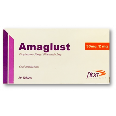 AMAGLUST 30 / 2 MG ( PIOGLITAZONE / GLIMEPIRIDE ) 30 SCORED TABLETS